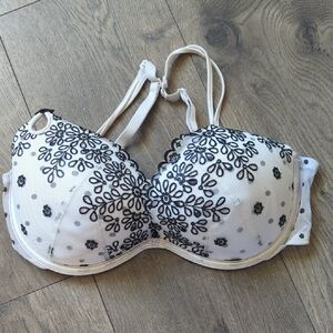 White and Black Lace Bra 36D
